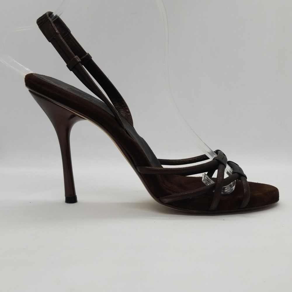 Donna Karan Brown Suede and Leather Sandle Heels
